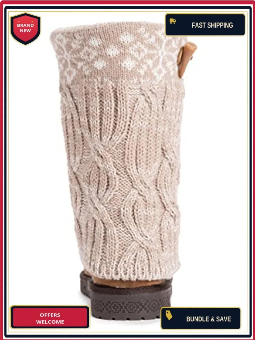 Women's Mid-Calf Water Resistant Acrylic Knit Pull-On Boots